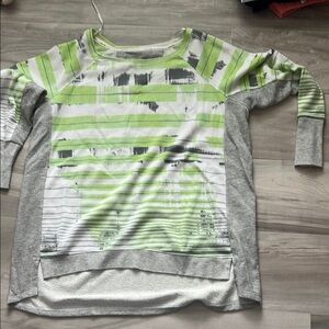 Calvin Klein Green and Gray Striped Sweatshirt w/Sporty Design solid gray back